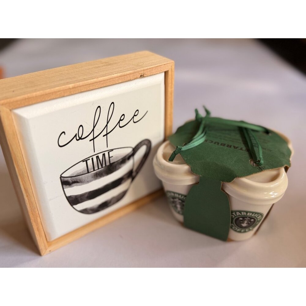 Starbucks Ceramic Mini Mug Ornament Set Of 4 With Original Packaging & coffee si
